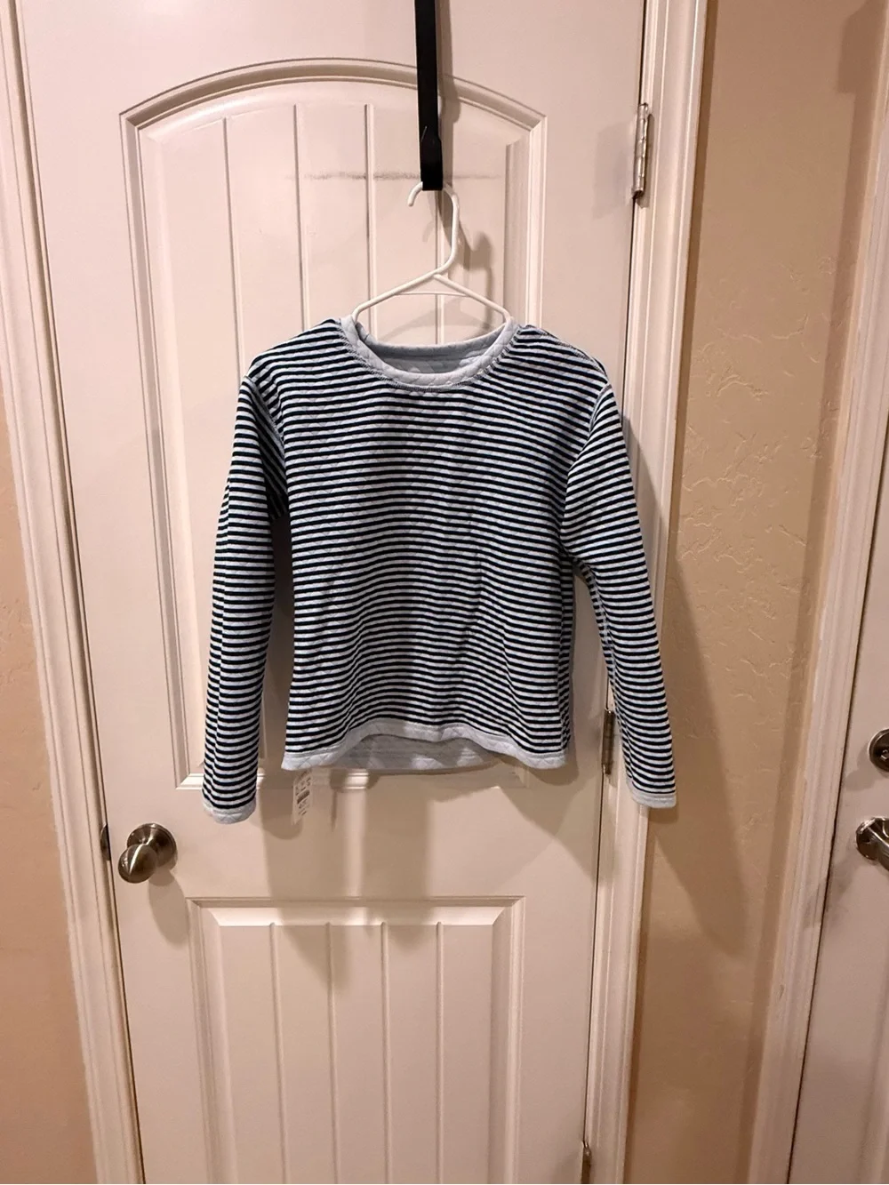 Women’s J.Crew Reversible Quilted Stripe Sweatshirt XXS Blue White NWT